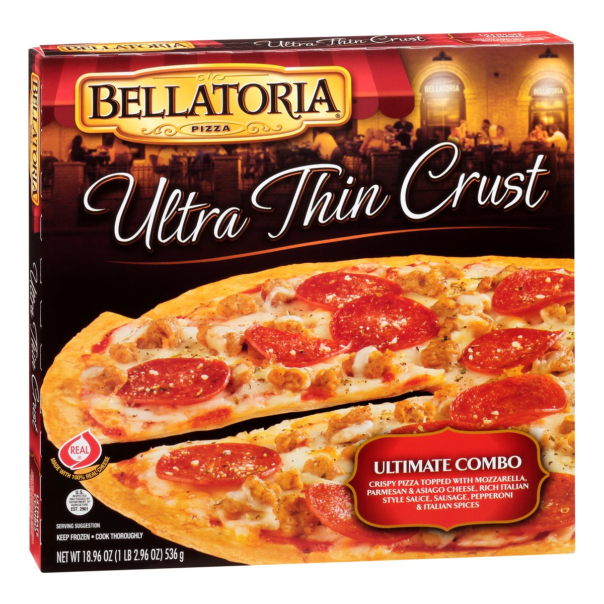 slide 2 of 9, Bellatoria Ultra Thin Crust Ultimate Combo Pizza 18.96 oz, 18.96 oz