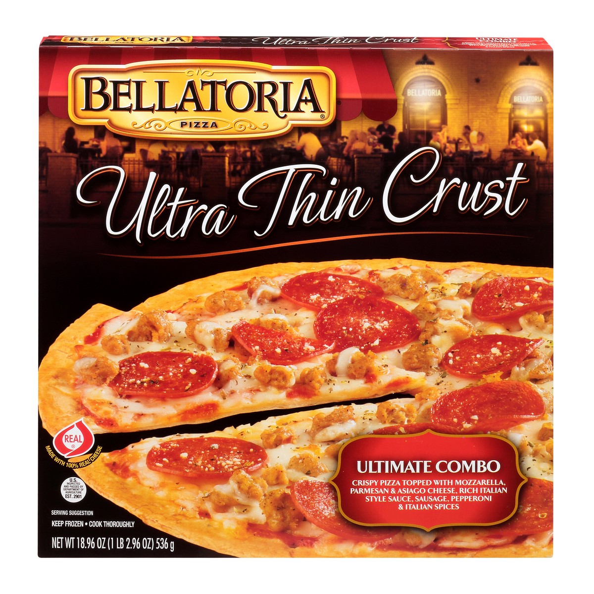 slide 1 of 9, Bellatoria Ultra Thin Crust Ultimate Combo Pizza 18.96 oz, 18.96 oz