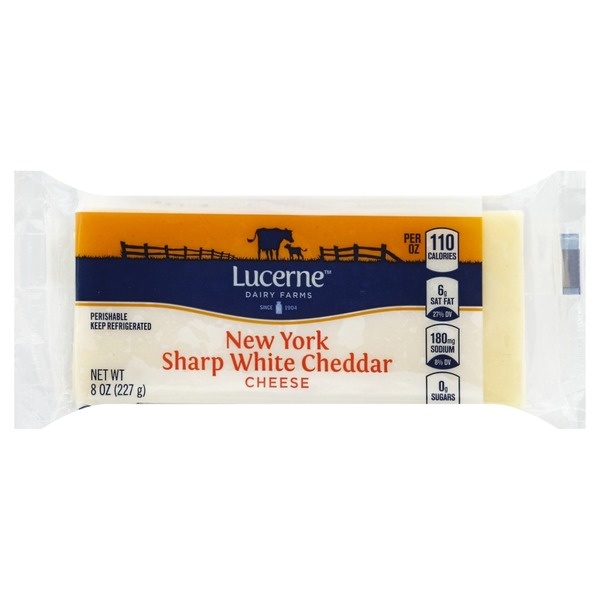 slide 1 of 6, Lucerne Dairy Farms Lucerne Cheese Chunk Cheddar White New York Sharp - 8 Oz, 8 oz