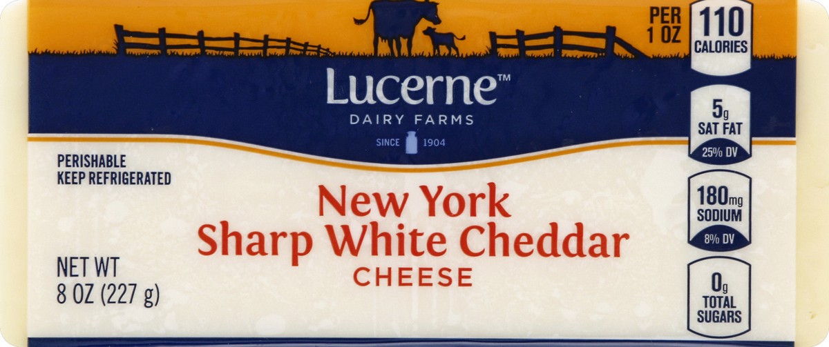 slide 6 of 6, Lucerne Dairy Farms Lucerne Cheese Chunk Cheddar White New York Sharp - 8 Oz, 8 oz