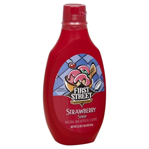 slide 1 of 1, First Street Strawberry Flavored Syrup - 22 oz, 22 oz