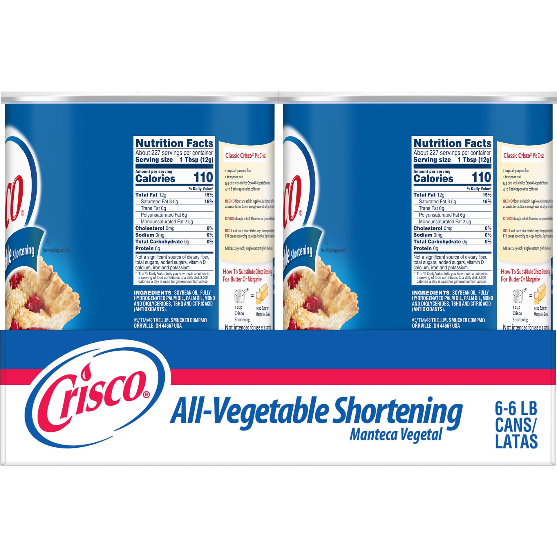 slide 5 of 5, Crisco All-Vegetable Shortening 6 lb, 6 lb