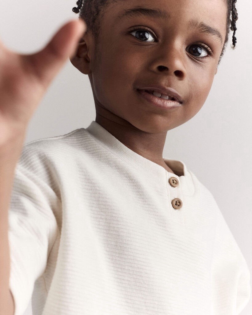 slide 3 of 7, Otteravenue Toddler Boy Short-Sleeve Pocket Henley Tee - Cream Cream 3T, 1 ct