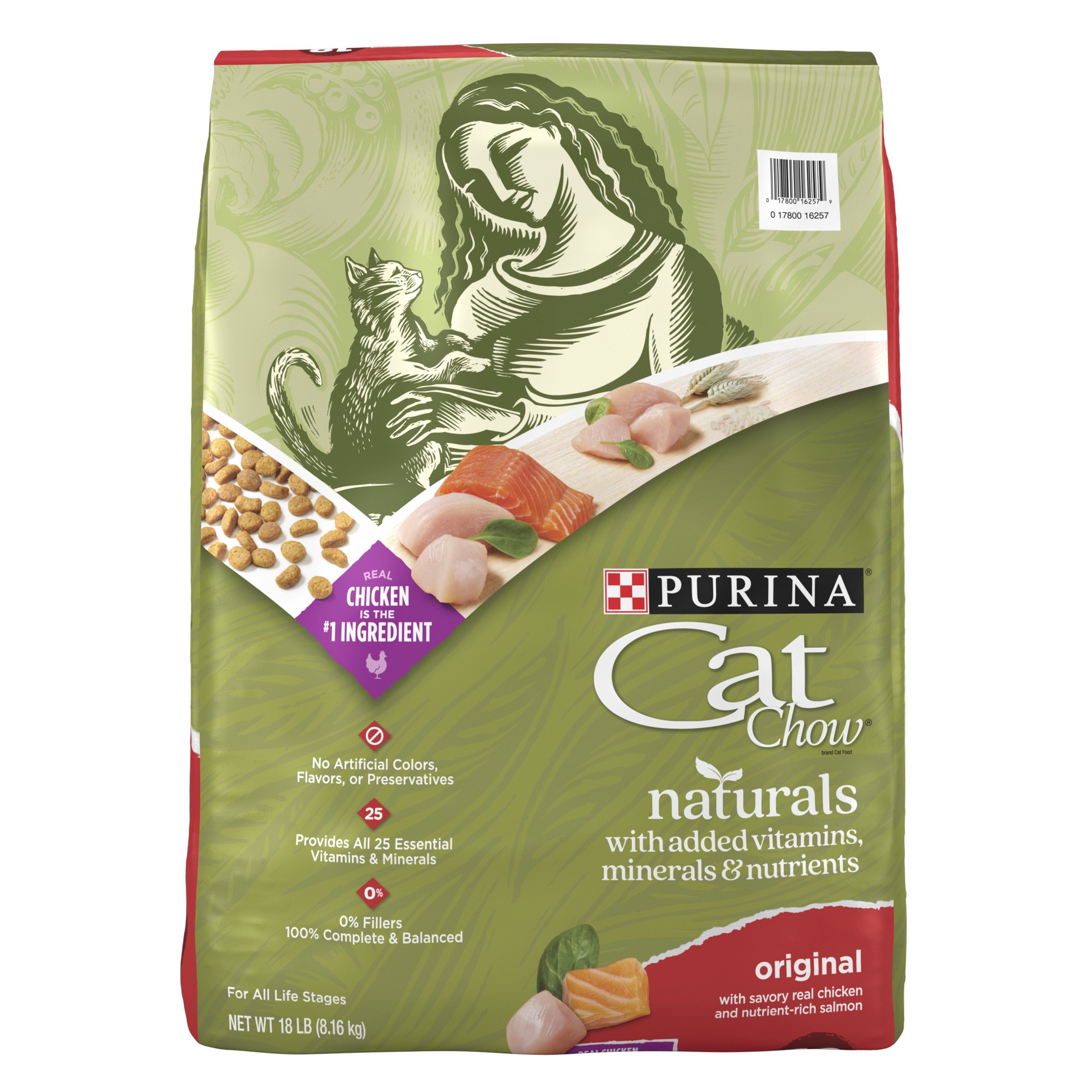 slide 1 of 9, Cat Chow Purina Cat Chow Naturals With Added Vitamins, Minerals and Nutrients Dry Cat Food, Naturals Original, 18 lb