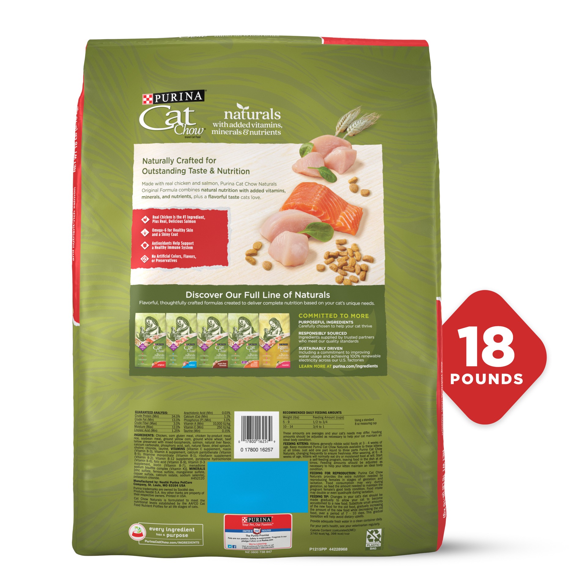 slide 5 of 9, Cat Chow Purina Cat Chow Naturals With Added Vitamins, Minerals and Nutrients Dry Cat Food, Naturals Original, 18 lb