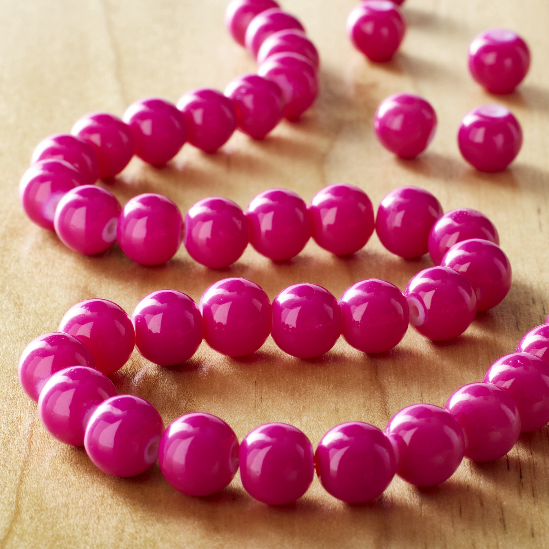 slide 2 of 3, Fuchsia Opaque Glass Round Beads, 8mm By Bead Landing, 8mm