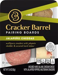 Cracker Barrel Pairing Boards with Jalapeno White Cheddar Cheese, Uncured Hard Salami & Multigrain Crackers, 2.9 oz Tray