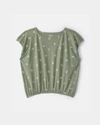 Oshkosh Girls Spring Icon Short-Sleeve Top - Olive - Size 10