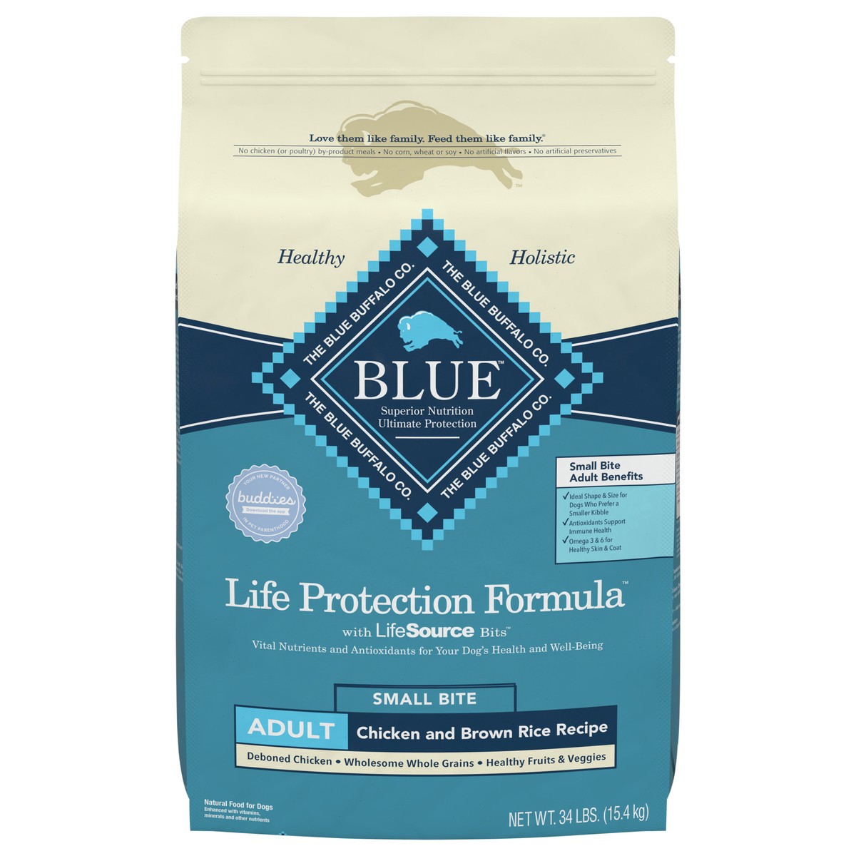 slide 6 of 13, Blue Buffalo Life Protection Formula Adult Small Bite Dry Dog Food, Helps Build and Maintain Strong Muscles, Made with Natural Ingredients, Chicken & Brown Rice Recipe, 34-lb Bag, 34 lb