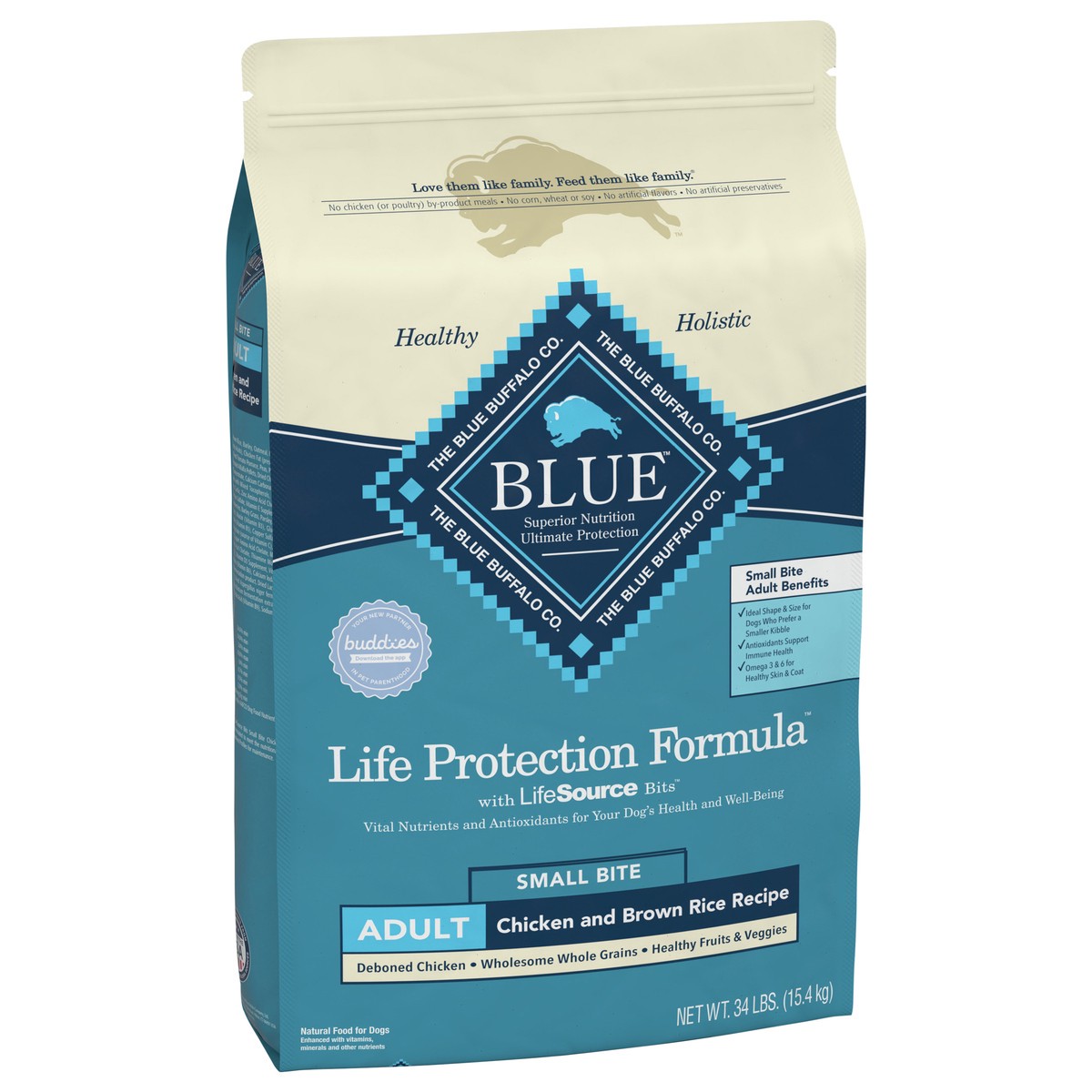 slide 8 of 13, Blue Buffalo Life Protection Formula Adult Small Bite Dry Dog Food, Helps Build and Maintain Strong Muscles, Made with Natural Ingredients, Chicken & Brown Rice Recipe, 34-lb Bag, 34 lb