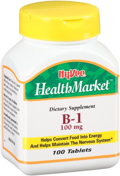 slide 1 of 1, Hy-Vee HealthMarket Vitamin B1 100Mg Tablets, 100 ct