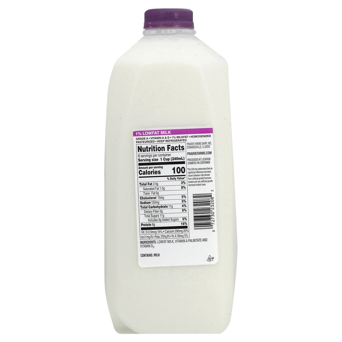 slide 2 of 2, Prairie Farms 1% Lowfat Milk 1/2 gal, 1/2 gal