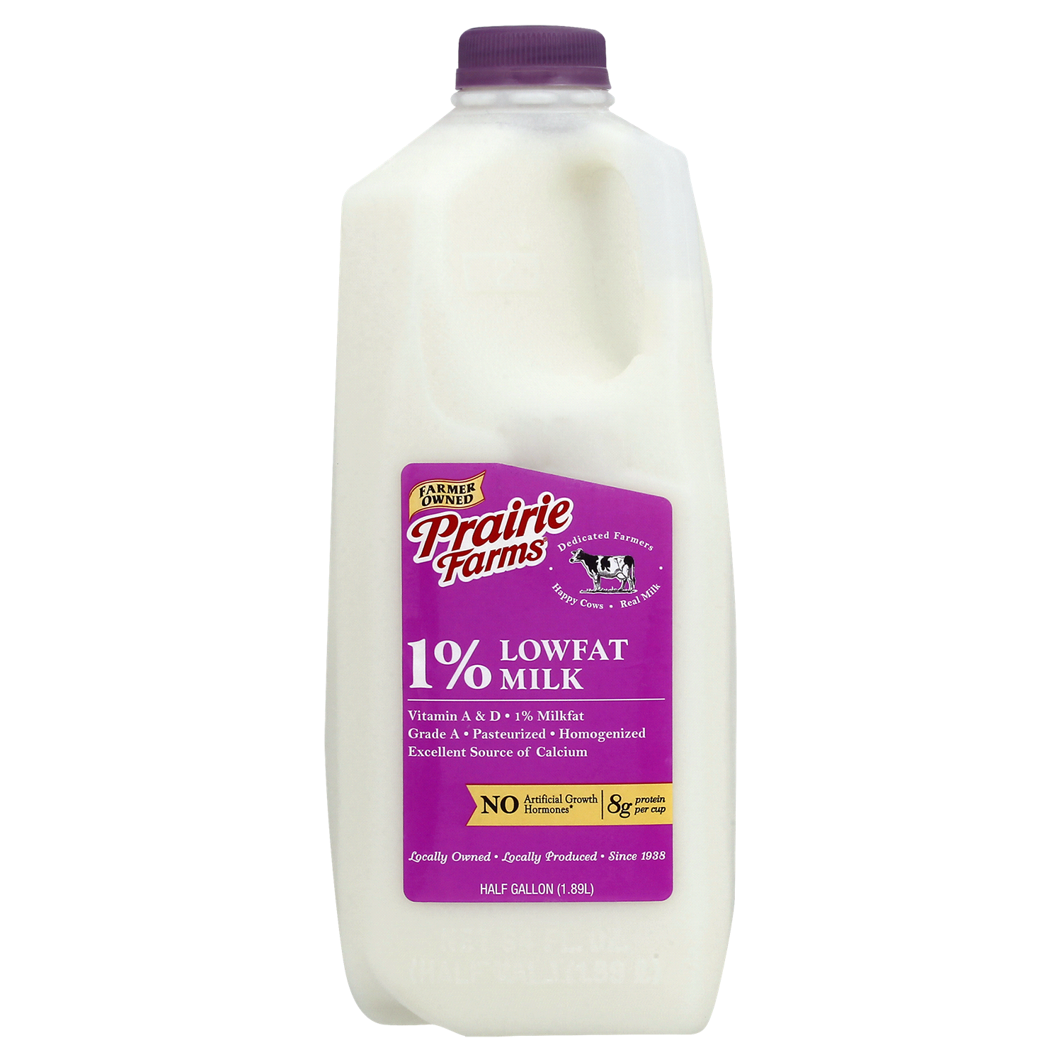 slide 1 of 2, Prairie Farms 1% Lowfat Milk 1/2 gal, 1/2 gal