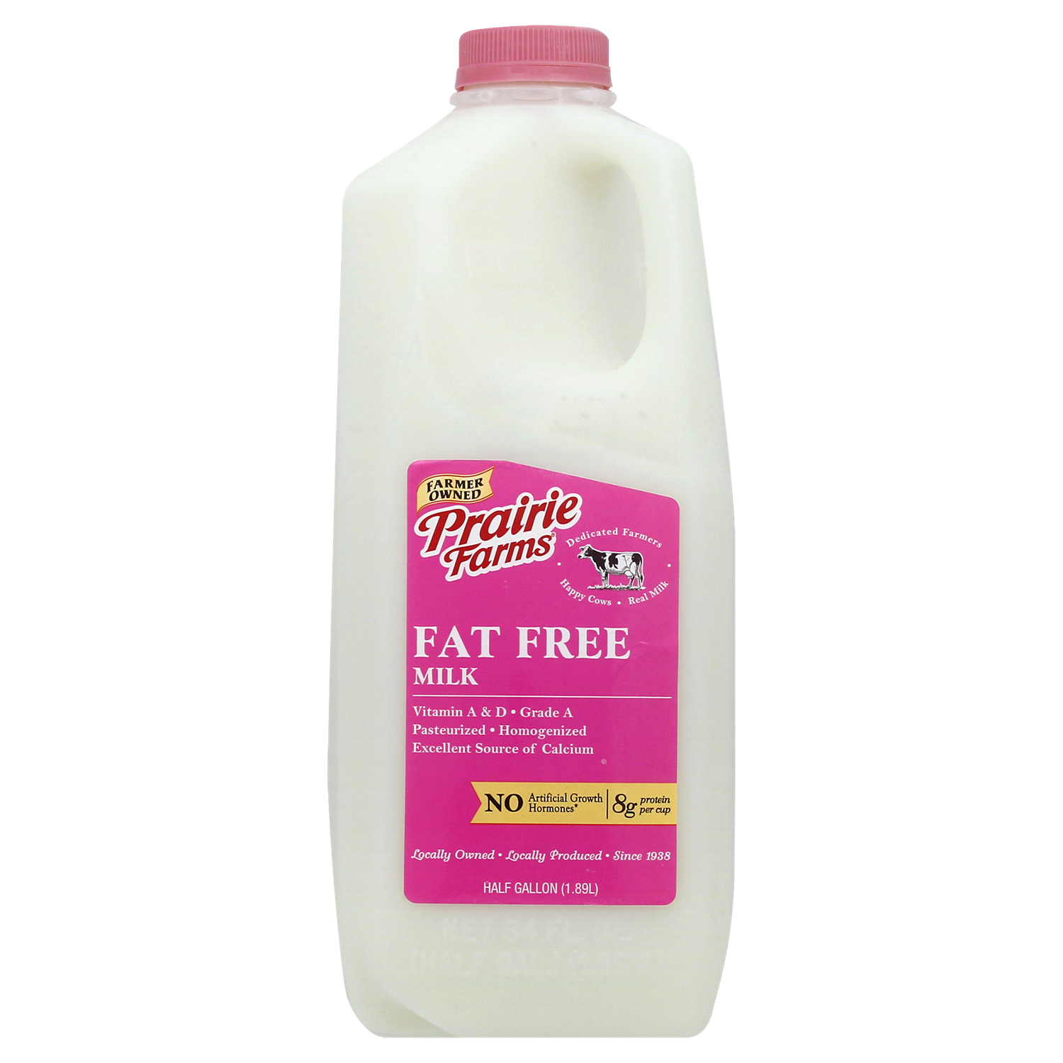 slide 1 of 2, Prairie Farms Fat Free Milk 0.5 gl Jug, 1/2 gal