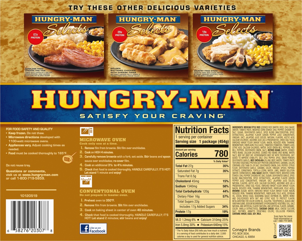 slide 2 of 9, Hungry-Man HUNGRY MAN Selects Mexican Style Fiesta, 16 oz, 16 oz