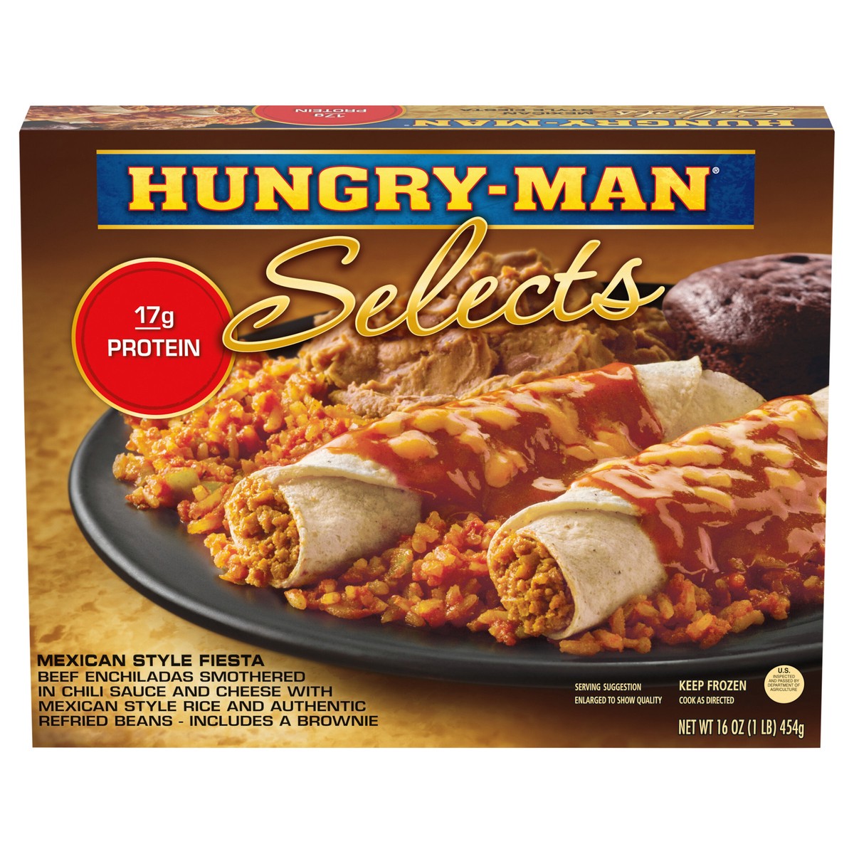 slide 1 of 9, Hungry-Man HUNGRY MAN Selects Mexican Style Fiesta, 16 oz, 16 oz