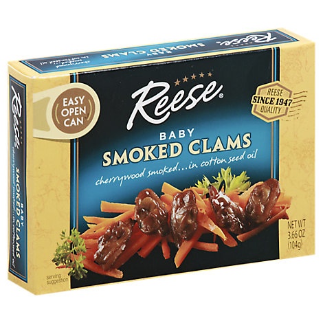 slide 1 of 1, Reese Clams Baby Smoked, 3.66 oz