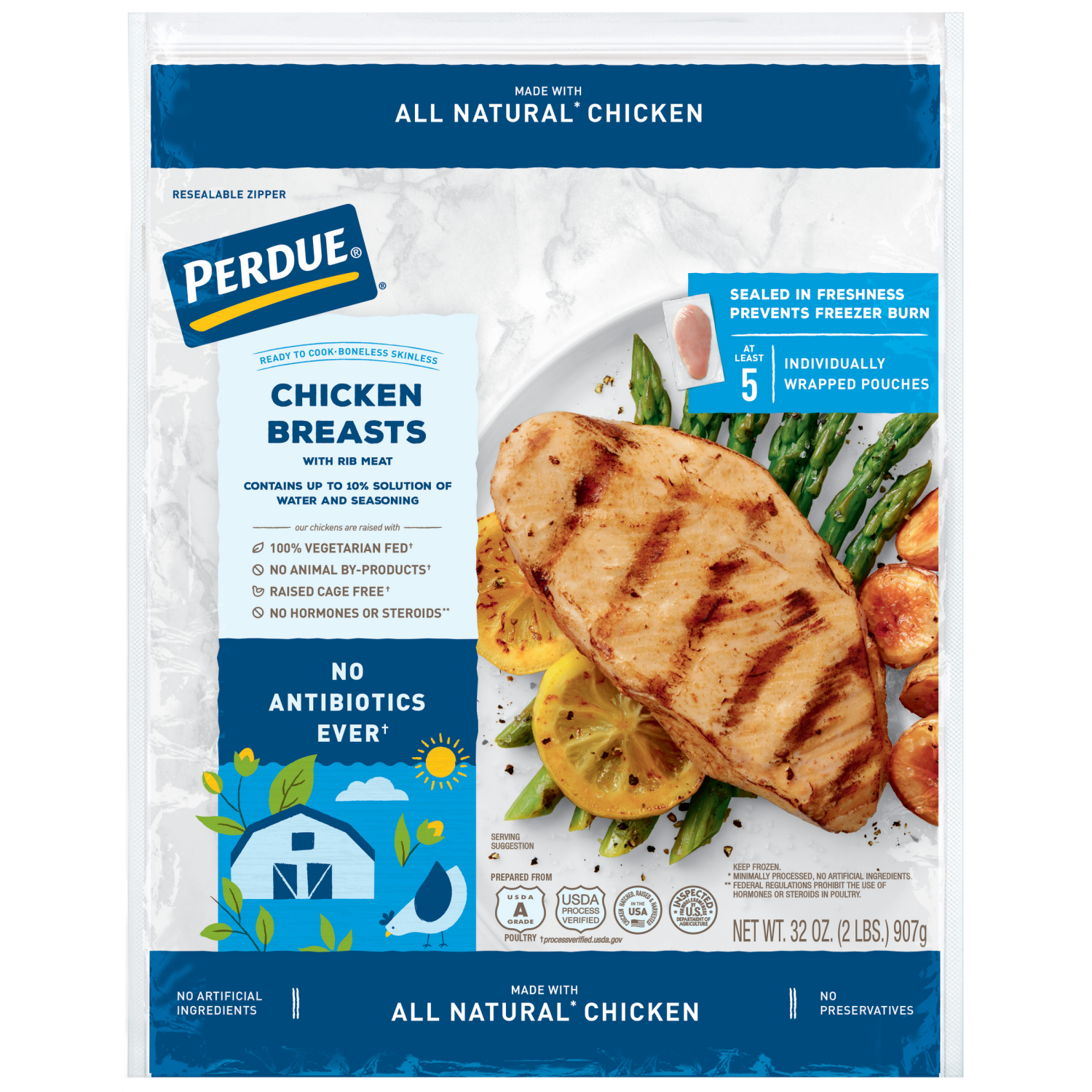 slide 1 of 2, PERDUE Boneless Skinless Chicken Breasts Individually Wrapped , 2 lb