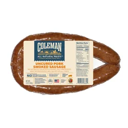 Coleman Nae Uncured Smoked Pork Sausage 12Oz