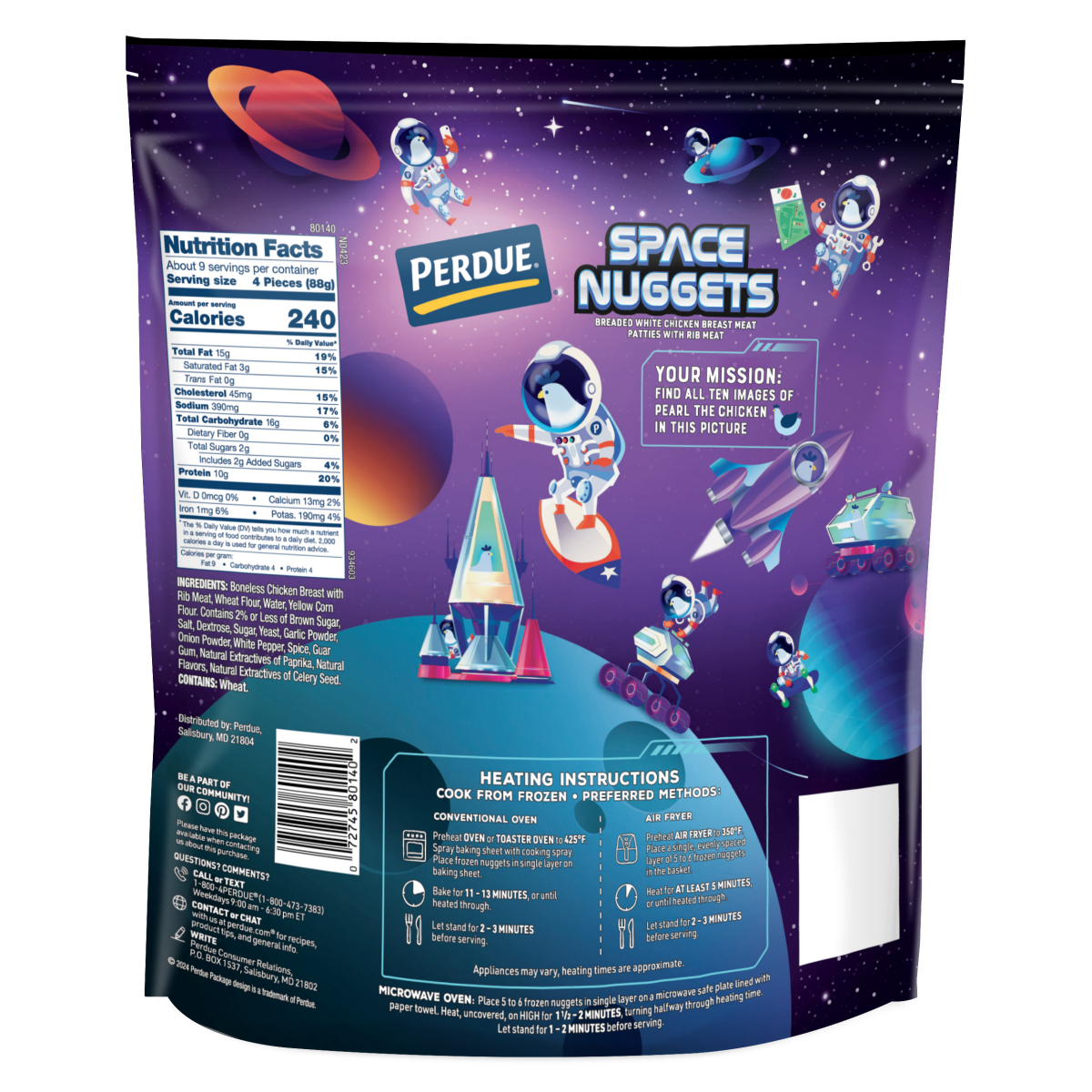 slide 2 of 2, PERDUE FUN SHAPED No Antibiotics Ever Chicken Breast Sea Creature Nuggets, 27 oz. Bag, 27 oz