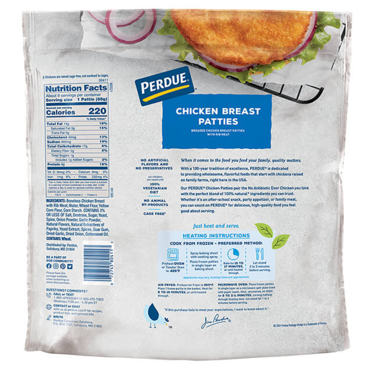slide 5 of 5, PERDUE Breaded Chicken Breast Patties, 28.8 oz, 28.8 oz
