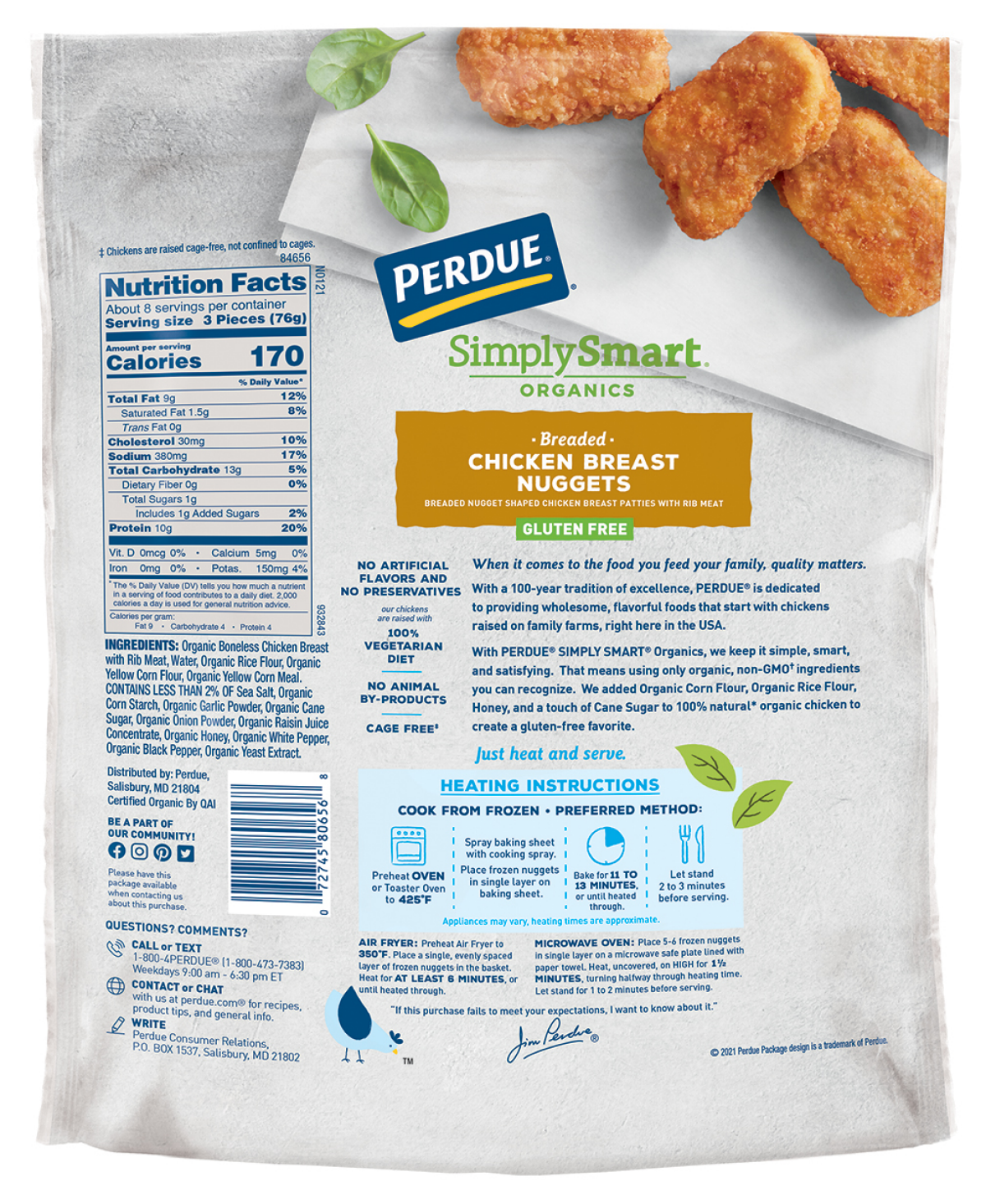 slide 2 of 2, PERDUE SIMPLY SMART ORGANICS Gluten Free Breaded Chicken Breast Nuggets, 22 oz., 22 oz