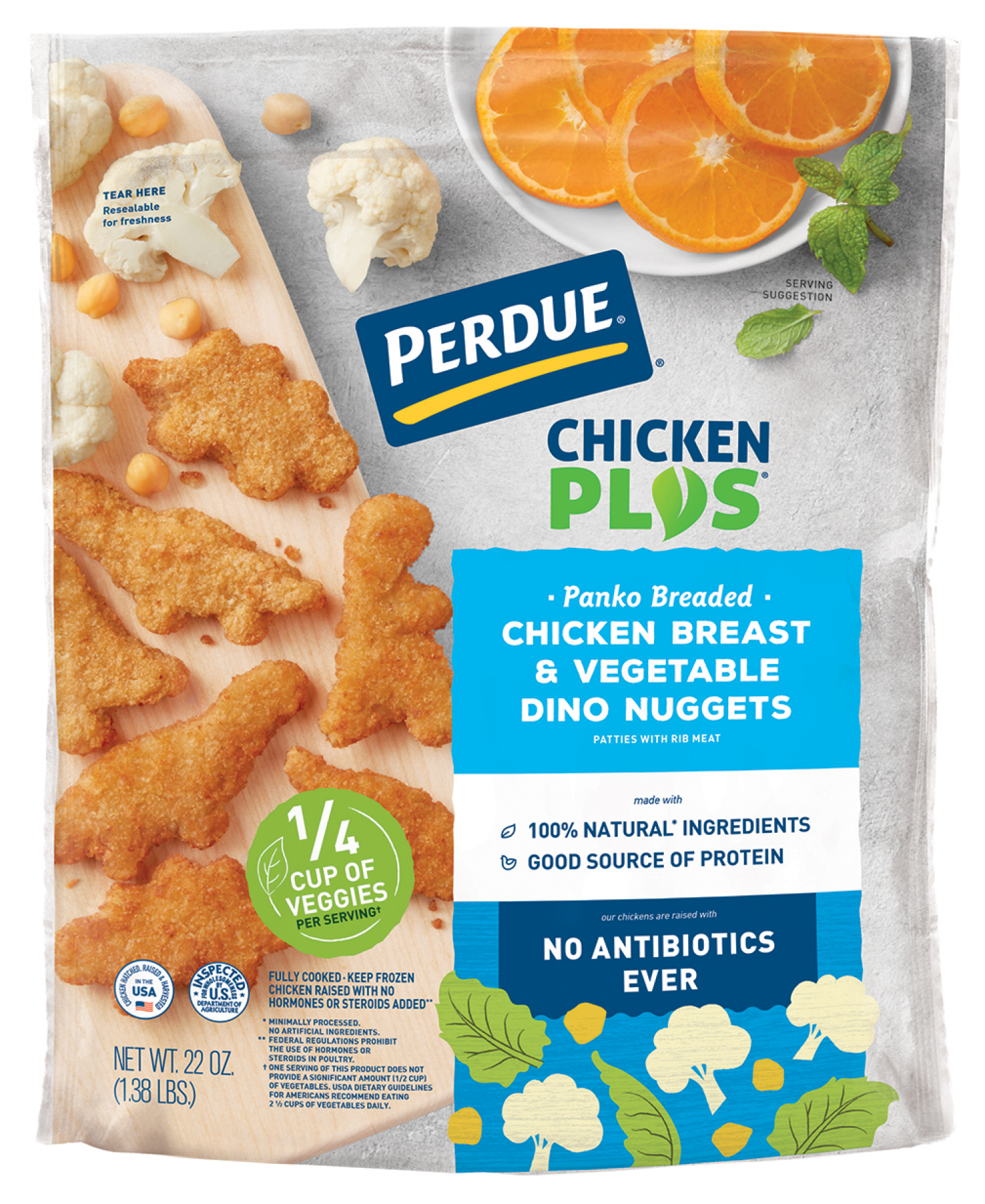 slide 1 of 2, Perdue Chicken Plus Panko Breaded Chicken Breast & Vegetable Dino Nuggets 22 oz, 22 oz