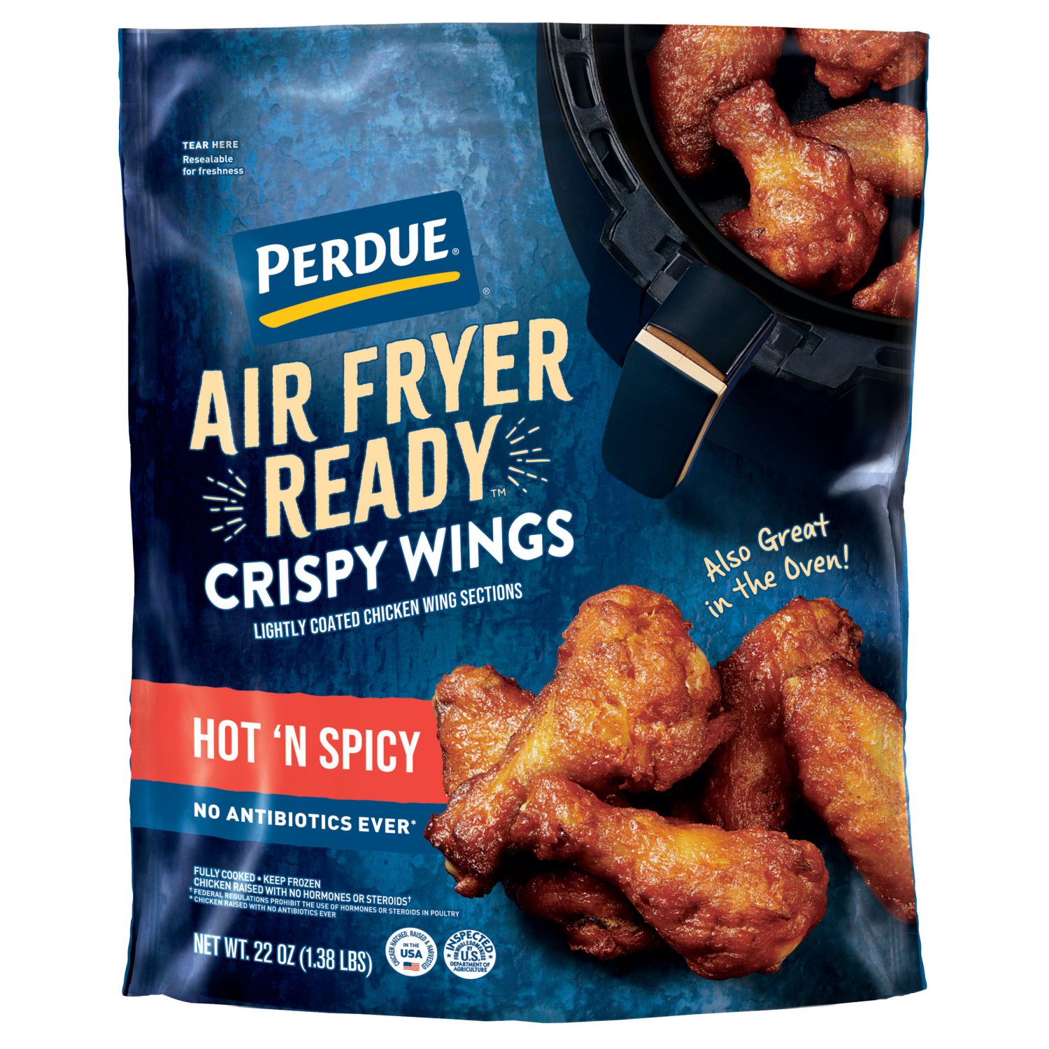 slide 1 of 2, PERDUE AIR FRYER READY™ Hot 'N Spicy Crispy Chicken Wings, 22 oz., 22 oz
