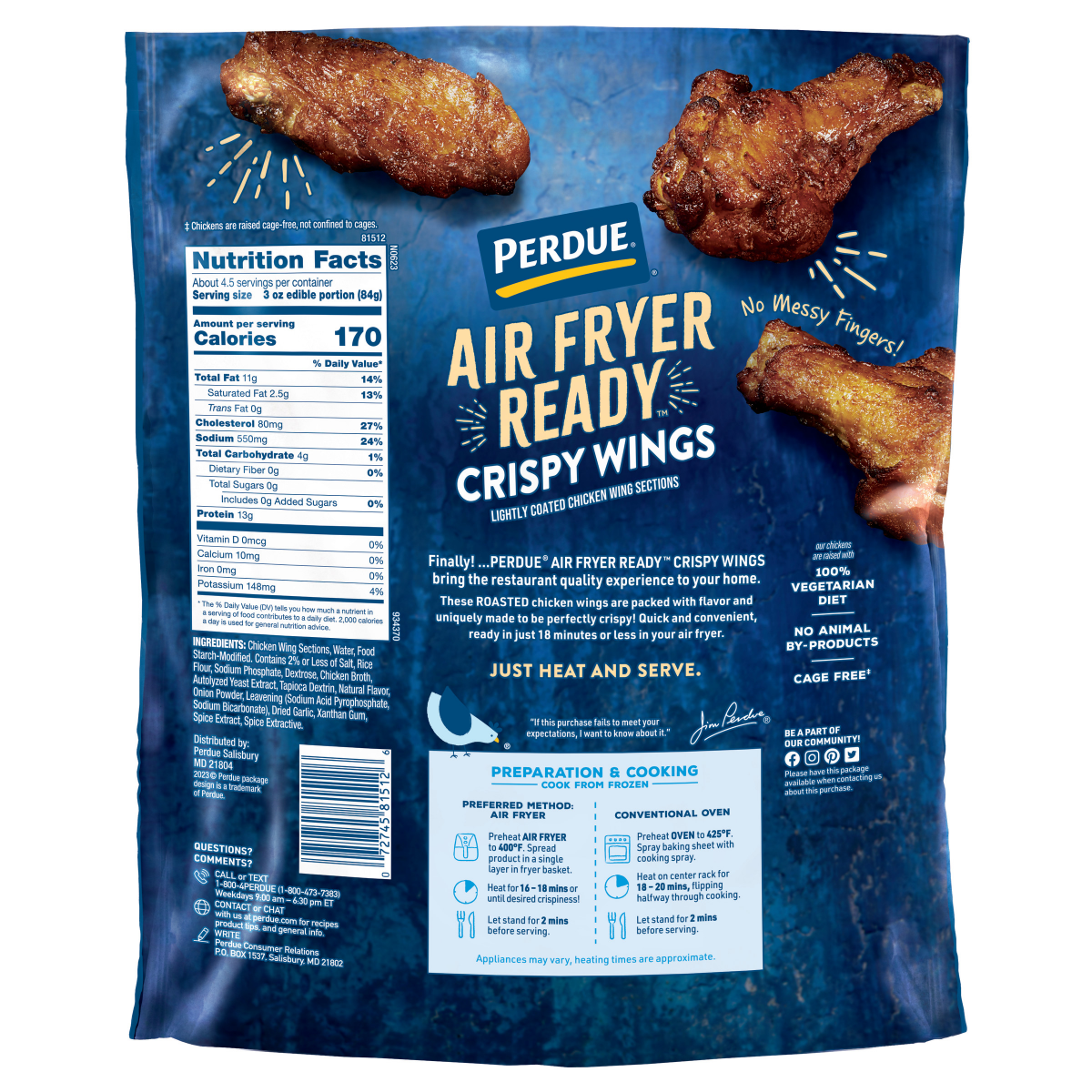 slide 2 of 2, PERDUE AIR FRYER READY™ Roasted Crispy Chicken Wings, 22 oz., 22 oz