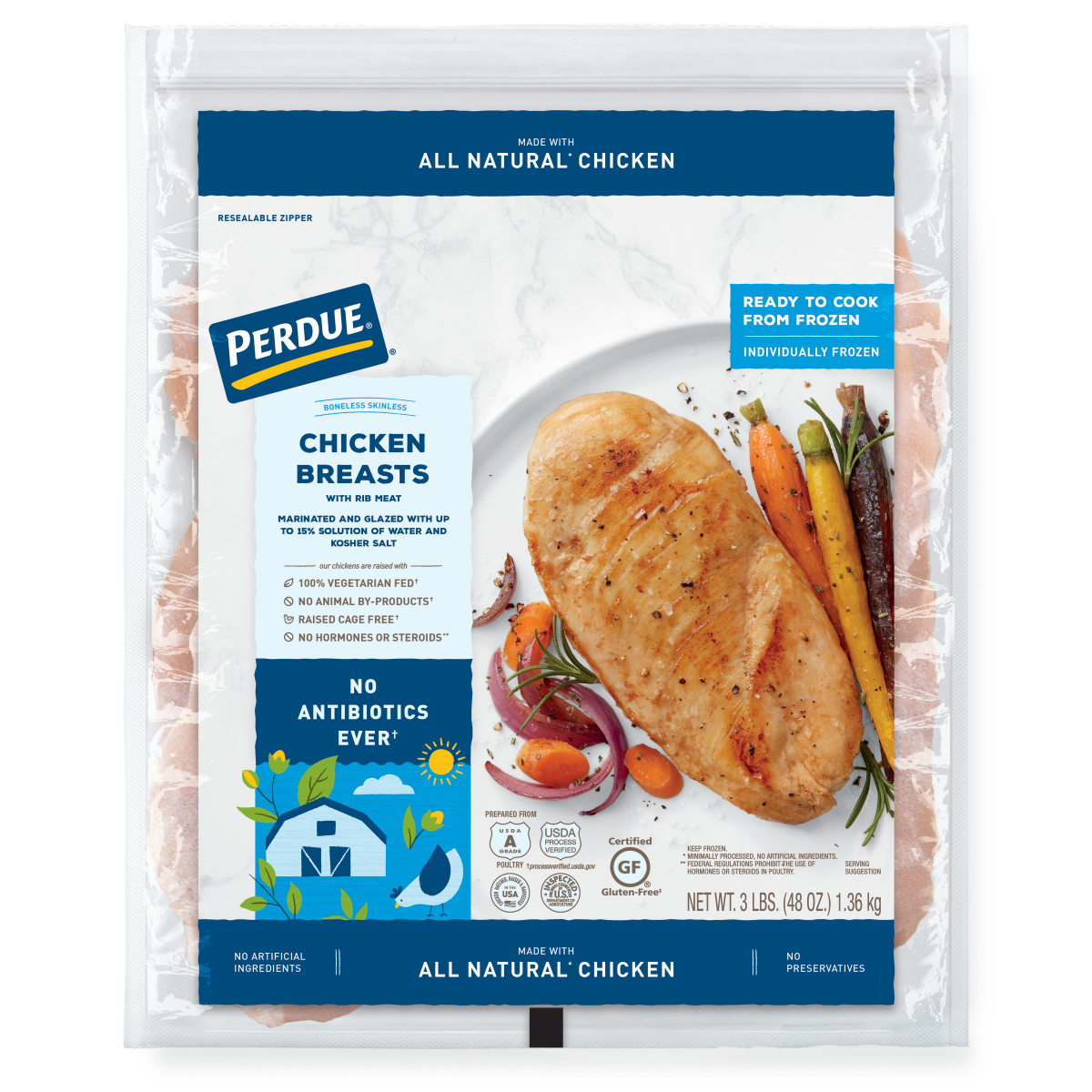 slide 1 of 5, Perdue Boneless Skinless Chicken Breasts with Rib Meat 3 lb, 3 lb