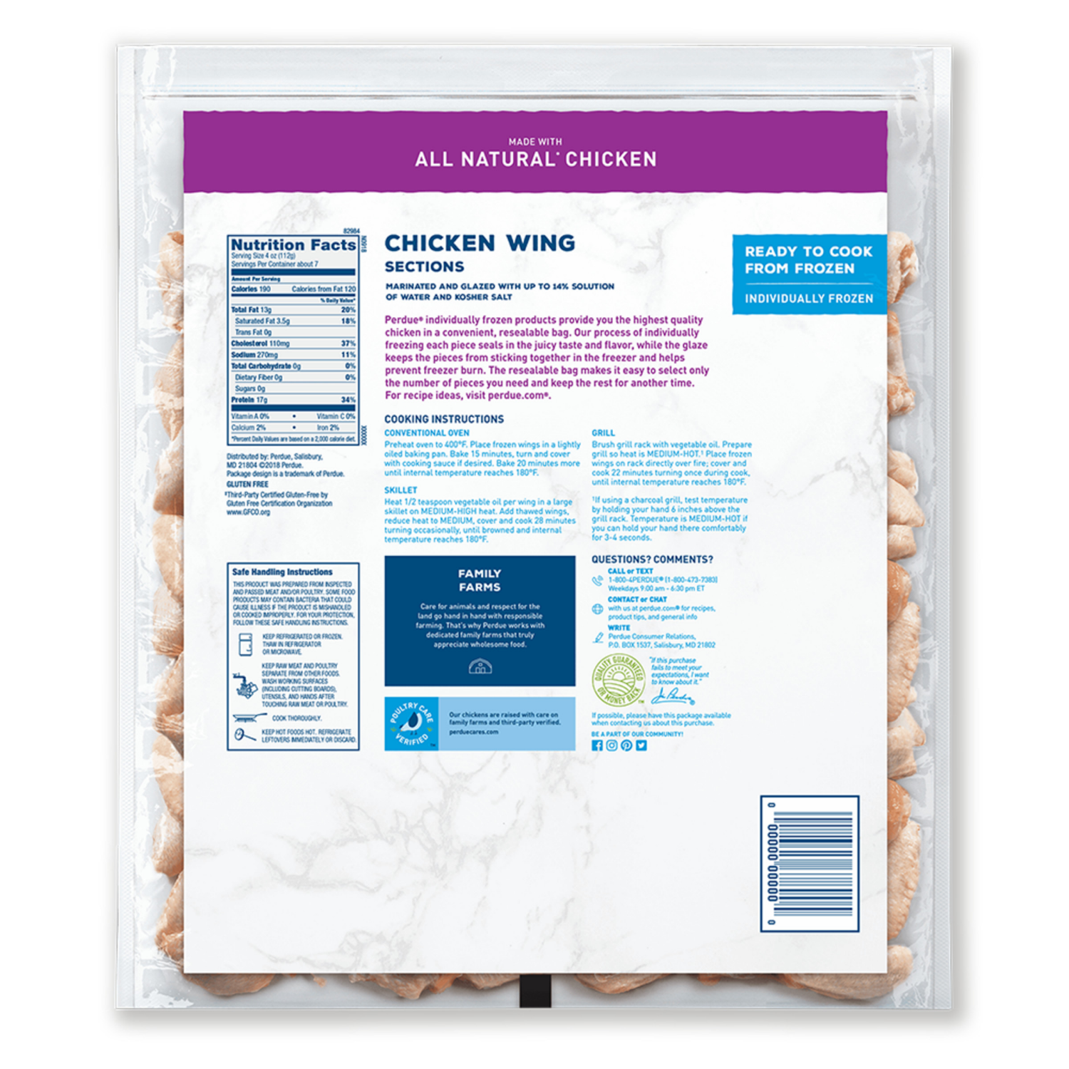slide 2 of 2, PERDUE Individually Frozen Chicken Wings, 3 lbs, 48 oz