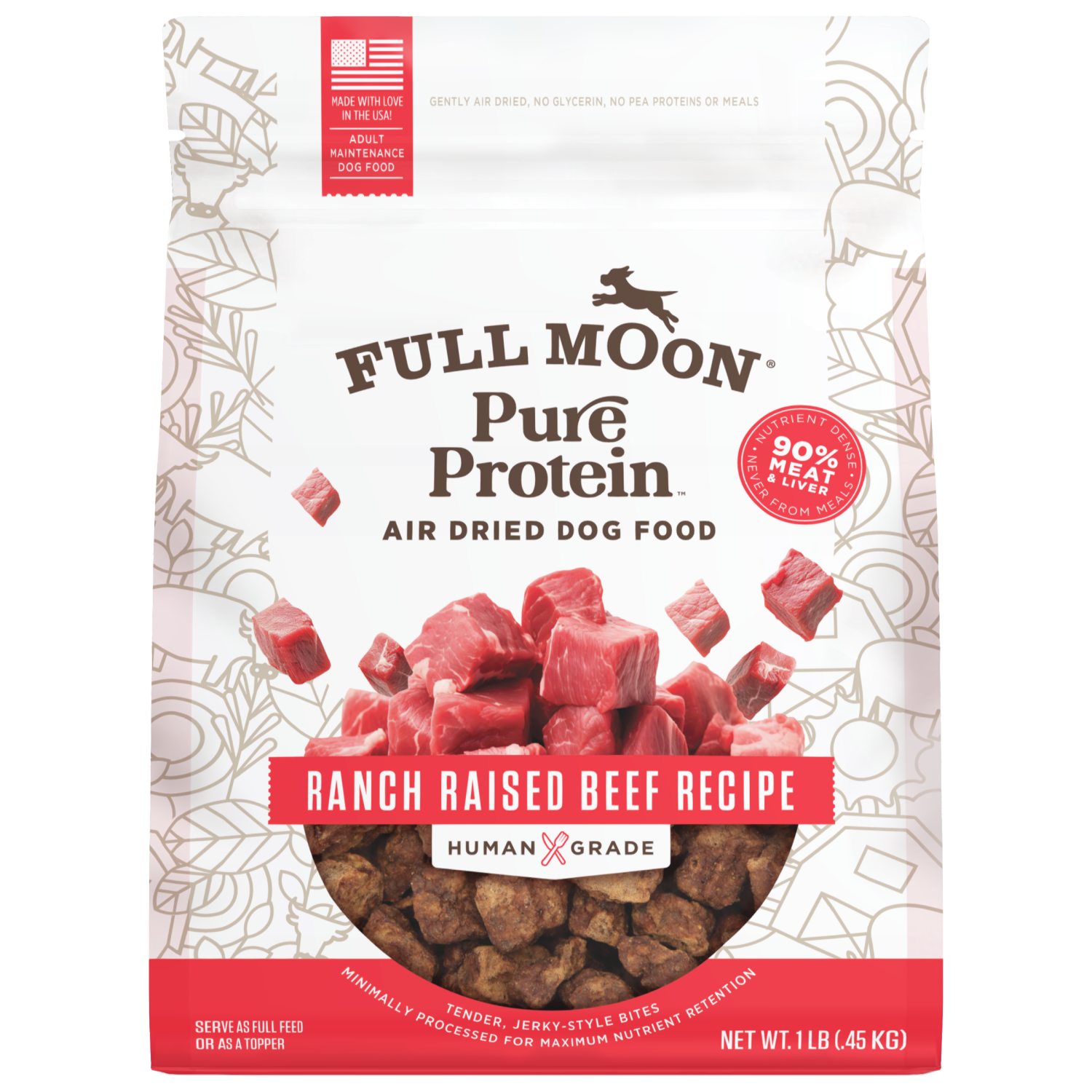 slide 1 of 2, Full Moon Air-Dried Pure Protein Beef Flavor Dry Dog Food - 1lb, 1 lb