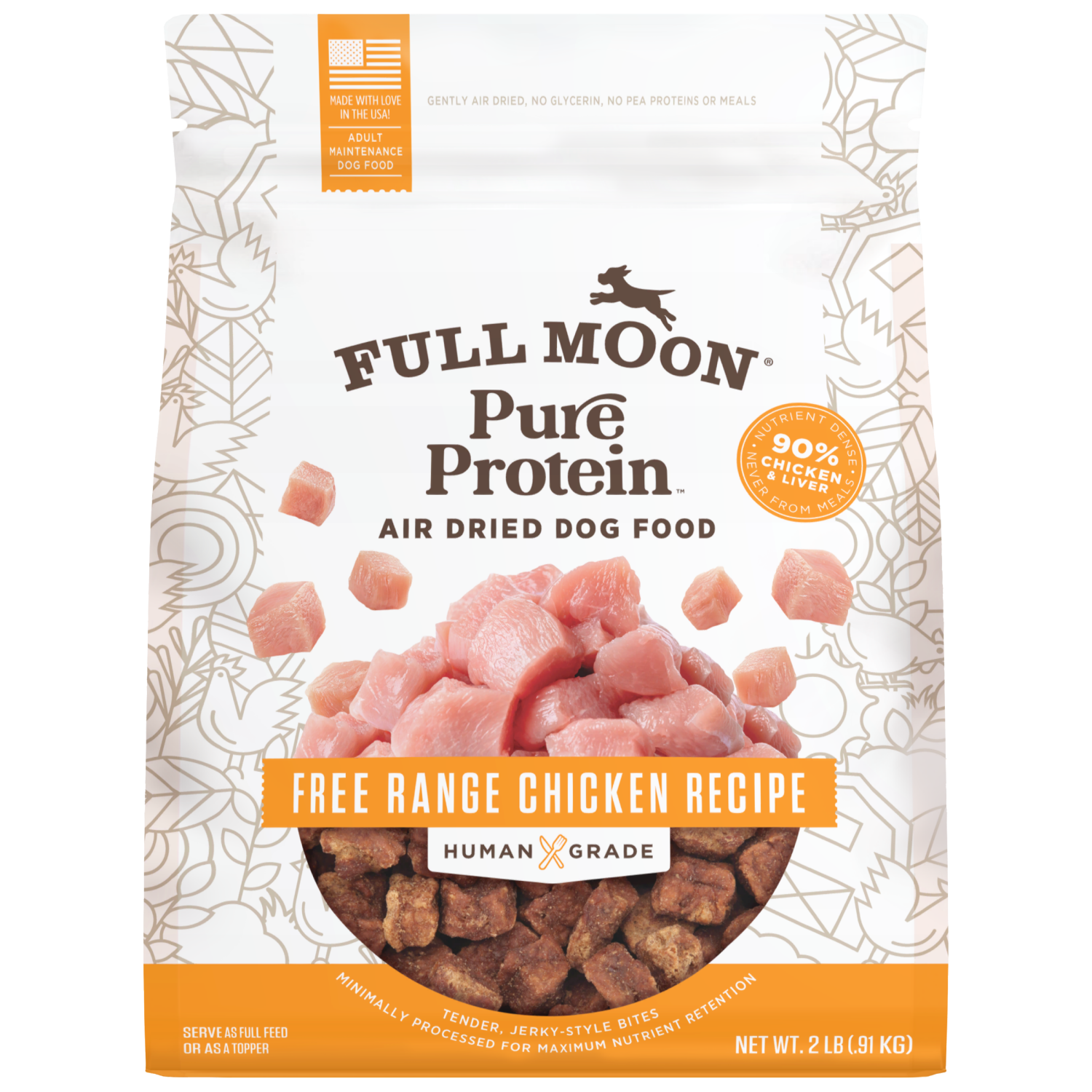 slide 1 of 2, Full Moon Pure Protein Air Dried Free Range Chicken Recipe Dog Food 2 lb, 2 lb