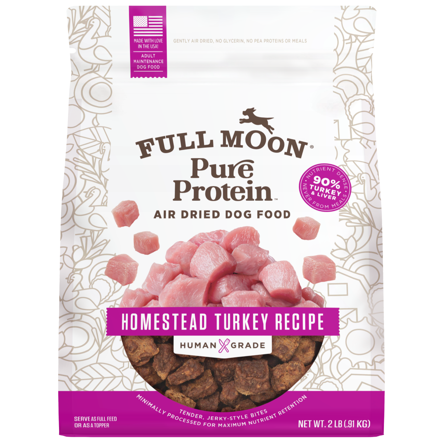 slide 1 of 2, Full Moon Air Dried Turkey Dog Food 32 Oz., 32 oz