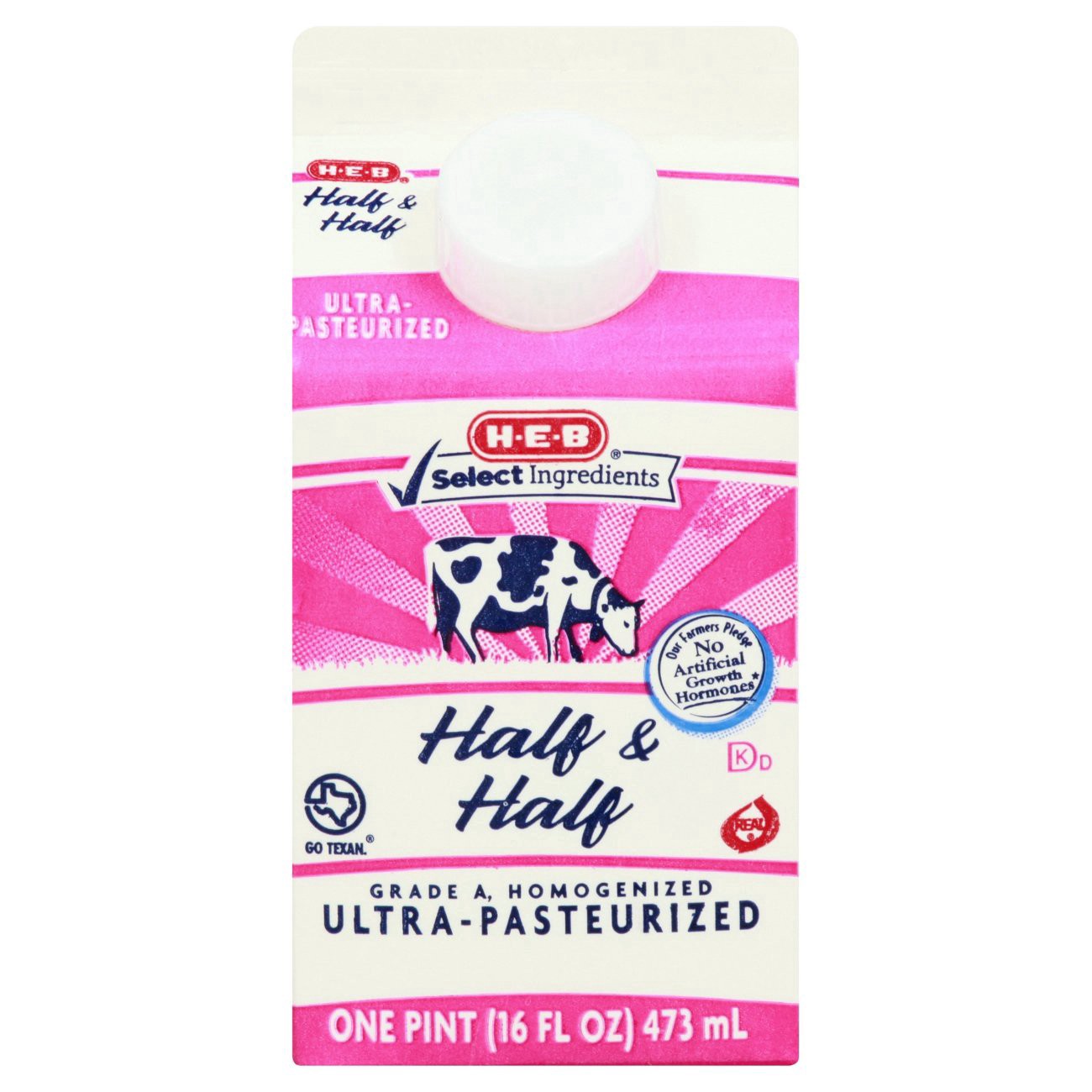 slide 1 of 1, H-E-B Half & Half, 16 oz