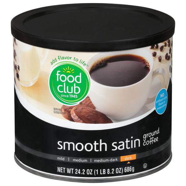 slide 1 of 1, Food Club Dark Roast Smooth Satin 100% Ground Coffee - 24.2 oz, 24.2 oz