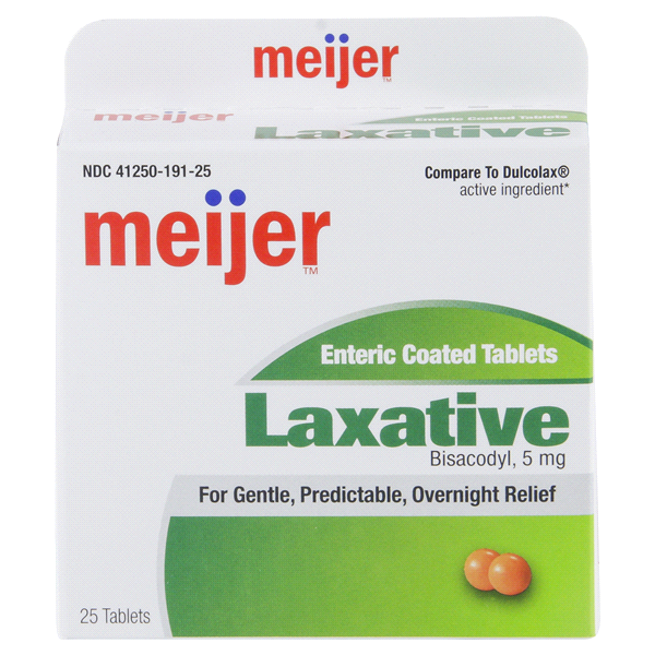 slide 1 of 6, Meijer Bisacodyl 5MG Enteric Coated Orange Laxative Tablets, 25 ct