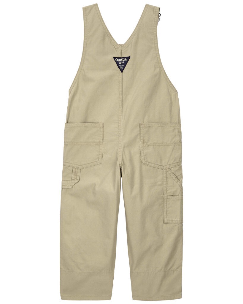 slide 2 of 3, Oshkosh Toddler Classic Plaid-Lined Canvas Overalls Khaki 3T, 1 ct