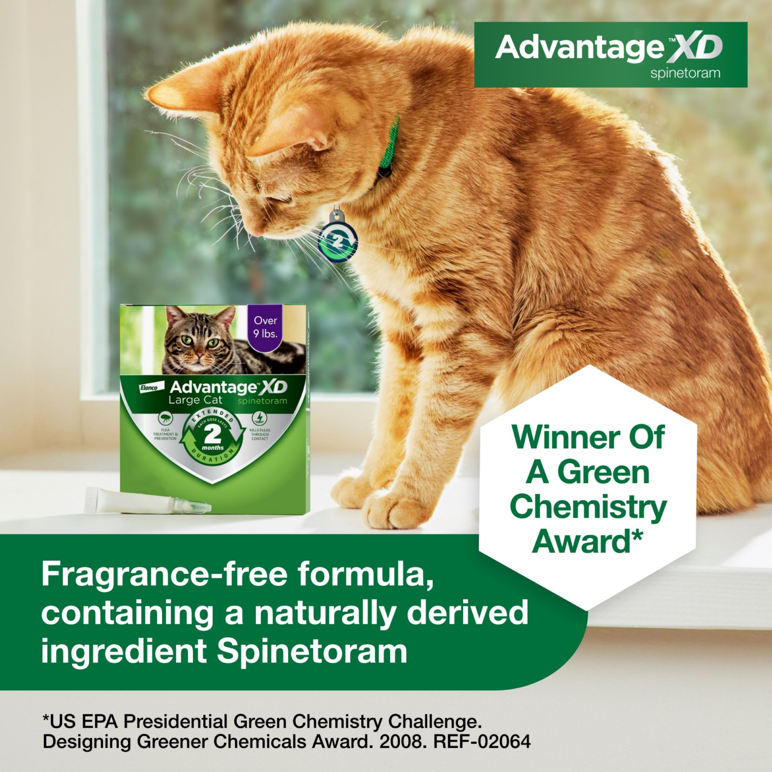 slide 6 of 8, Advantage XD Large Cat Flea Prevention & Treatment For Cats over 9lbs. 2-Topical Doses, 4-Months Coverage, 9 lb