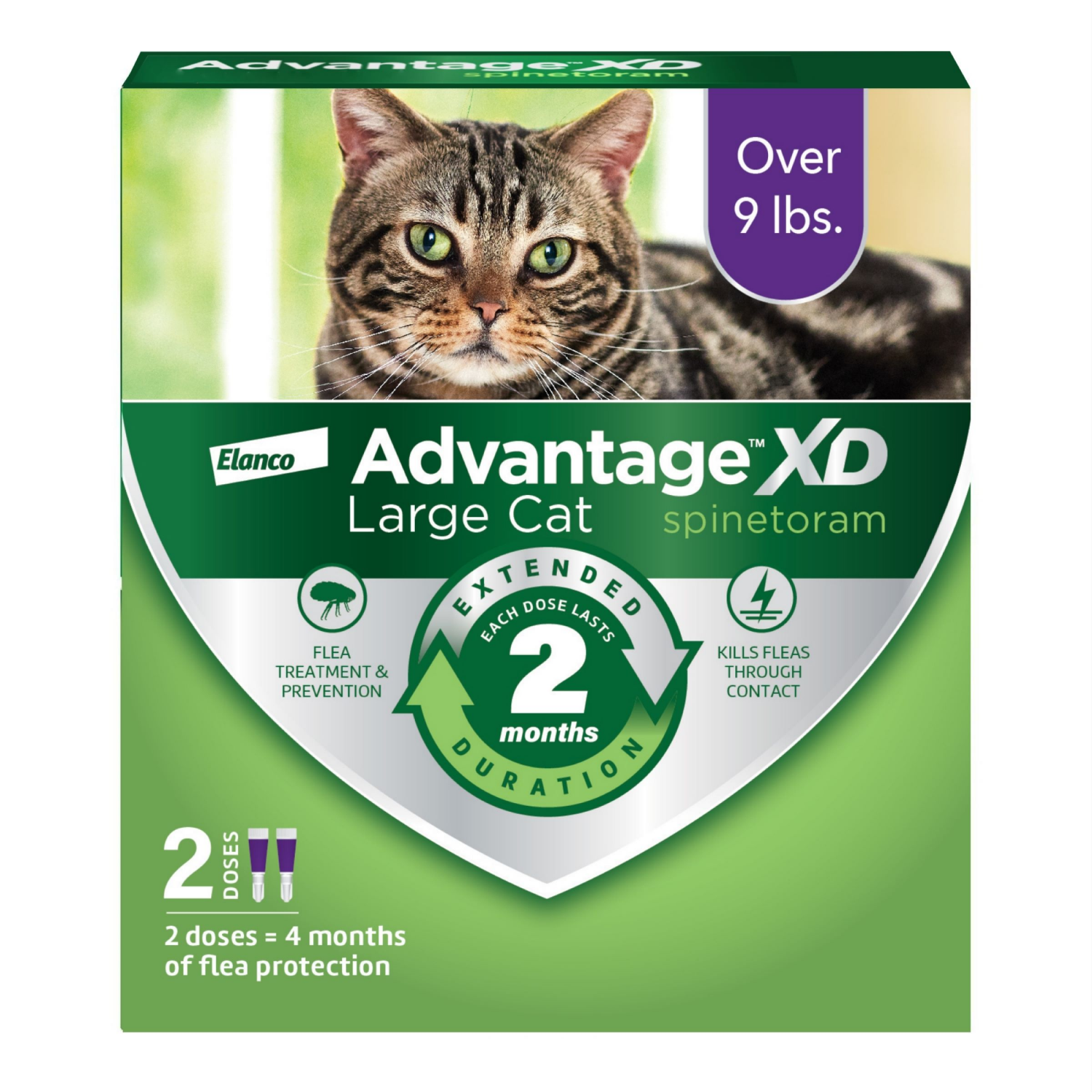 slide 1 of 8, Advantage XD Large Cat Flea Prevention & Treatment For Cats over 9lbs. 2-Topical Doses, 4-Months Coverage, 9 lb