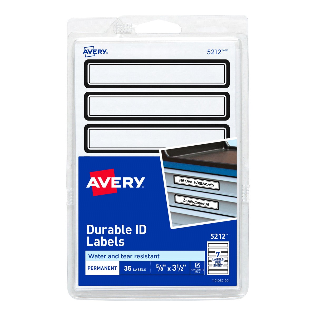 slide 1 of 1, Avery Durable ID Labels, Black Border, Handwrite, 1 ct