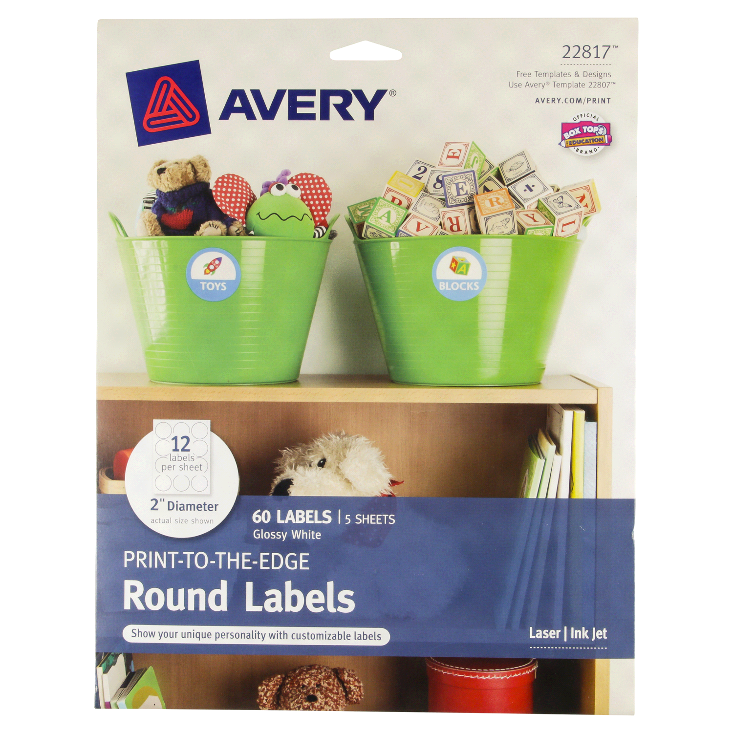 slide 1 of 2, Avery Round Labels 2" White - Avery, 60 ct