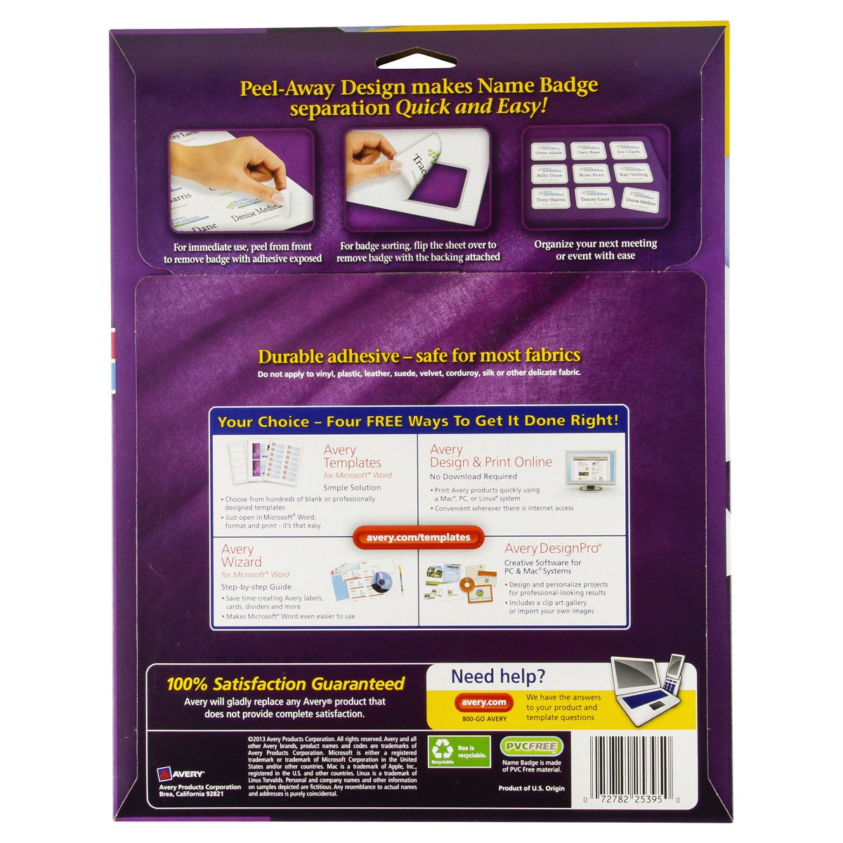 slide 2 of 2, Avery Adhesive Name Badges 2.3" x 3.4 White - Avery, 80 ct