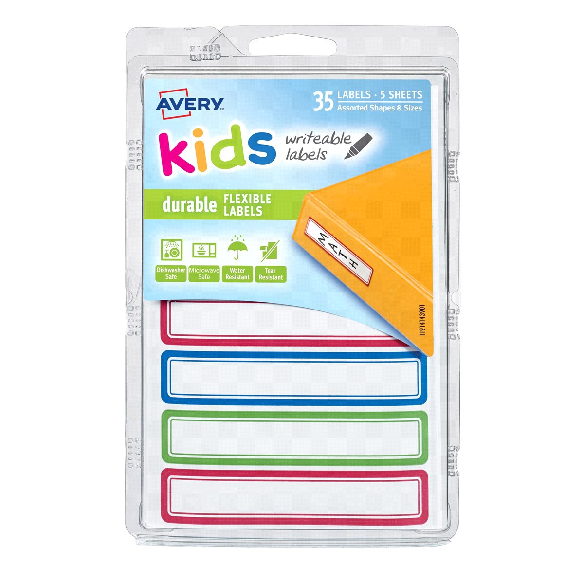 slide 1 of 1, Avery Durable Labels for Kids' Gear, Assorted, 1 ct