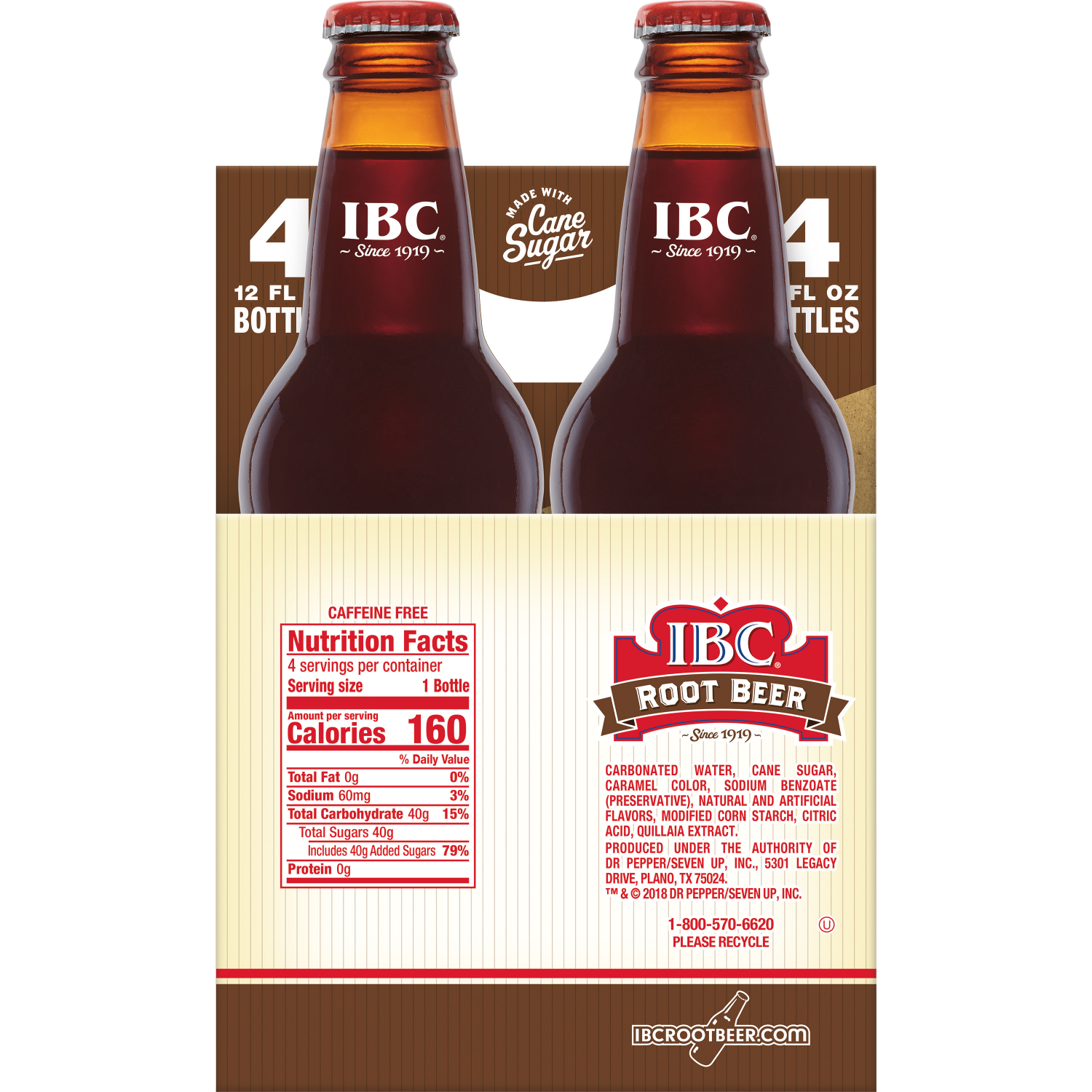 slide 2 of 4, IBC Root Beer Made with Sugar Soda, 12 fl oz glass bottles, 4 pack, 4 ct; 12 fl oz