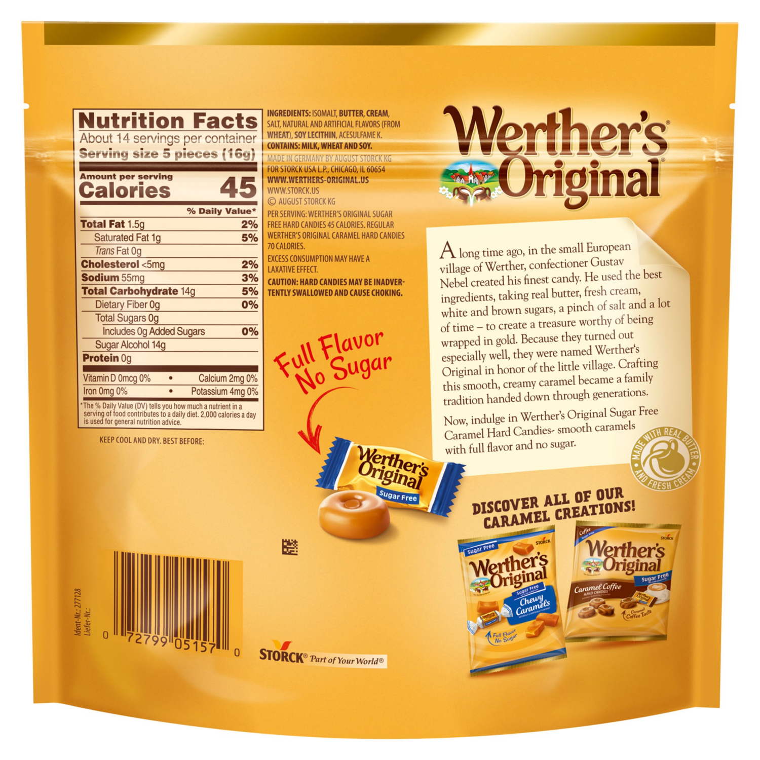 slide 2 of 2, Werther's Original Werthers Original Hard Sugar Free Caramel Candy, 7.7 Oz, 7.7 oz