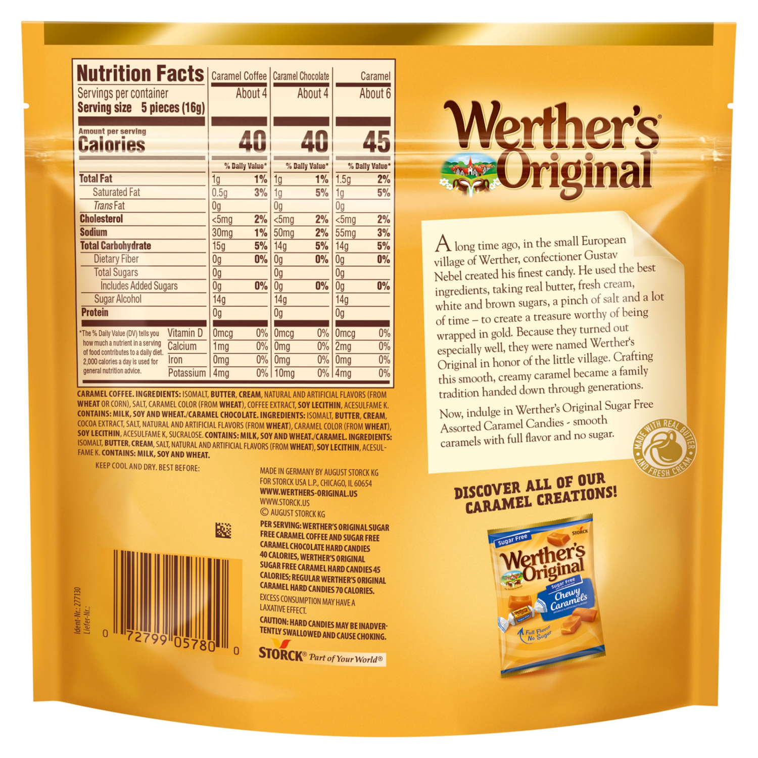 slide 2 of 2, Werther's Original Werthers Original Hard Sugar Free Assorted Flavors, Caramel Coffee, Caramel Chocalate, Caramel Candy 7.7 Oz, 7.7 oz