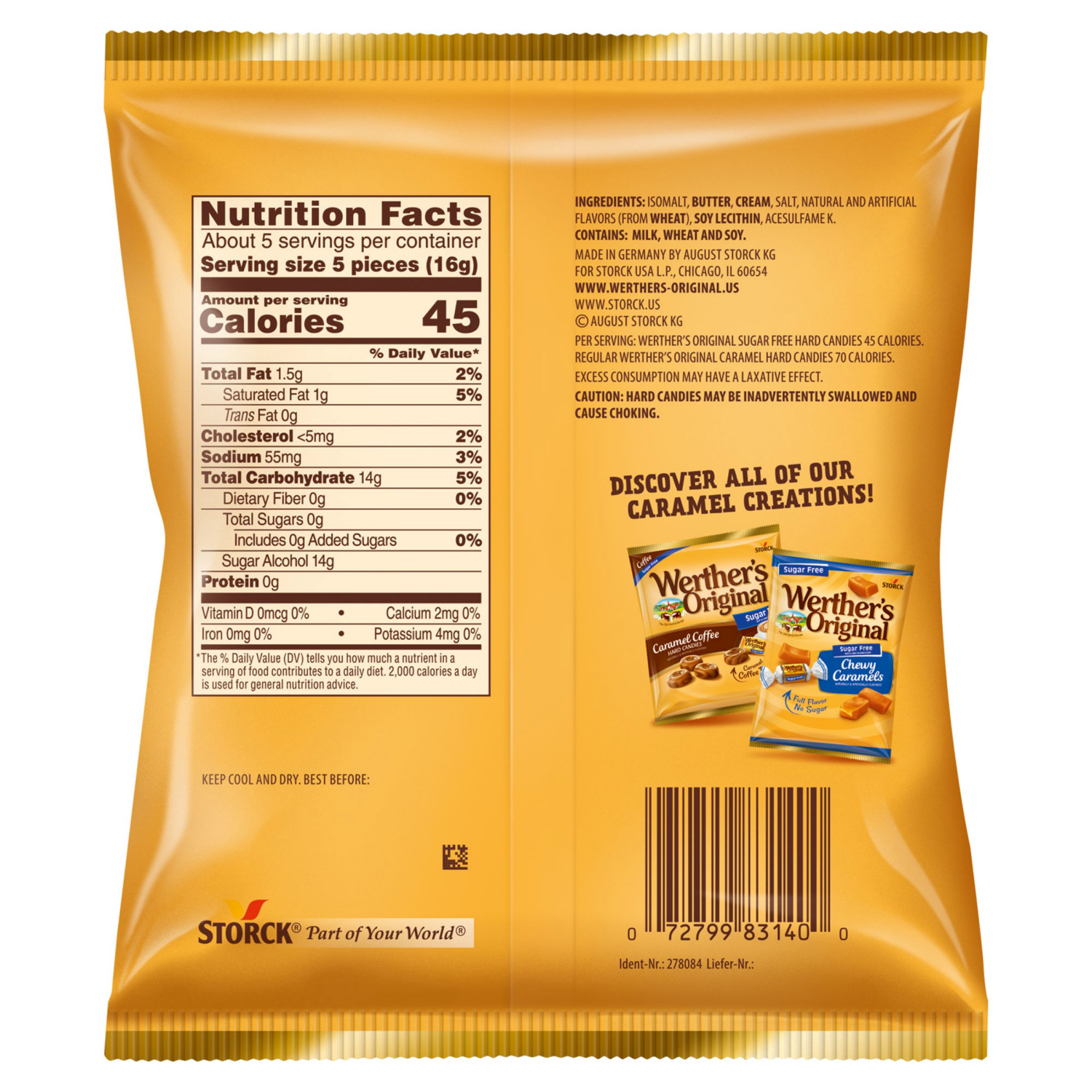 slide 2 of 2, Werther's Original Hard Sugar Free Caramel Candy, 2.75 Oz, 1 ct