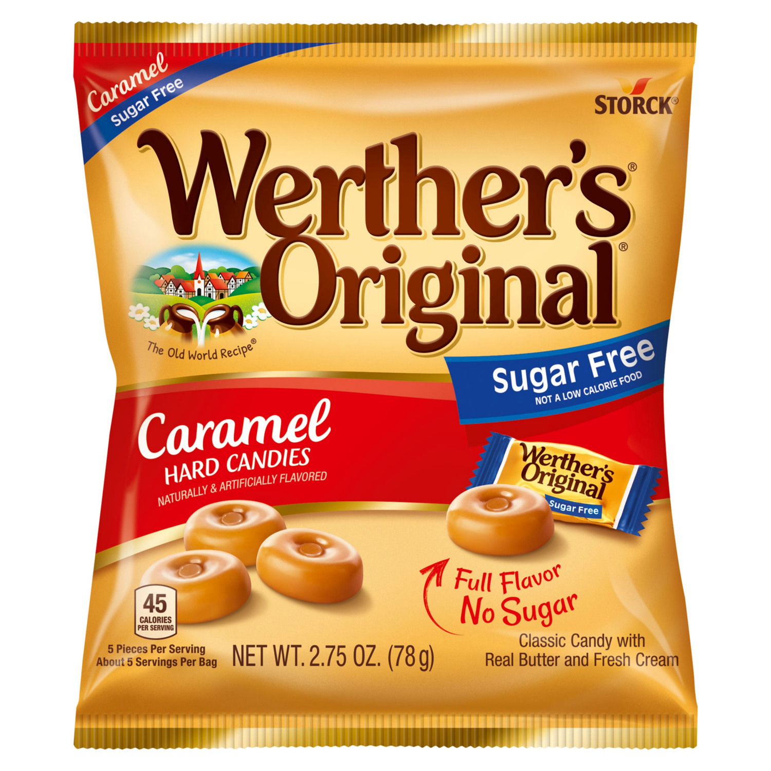 slide 1 of 2, Werther's Original Hard Sugar Free Caramel Candy, 2.75 Oz, 1 ct