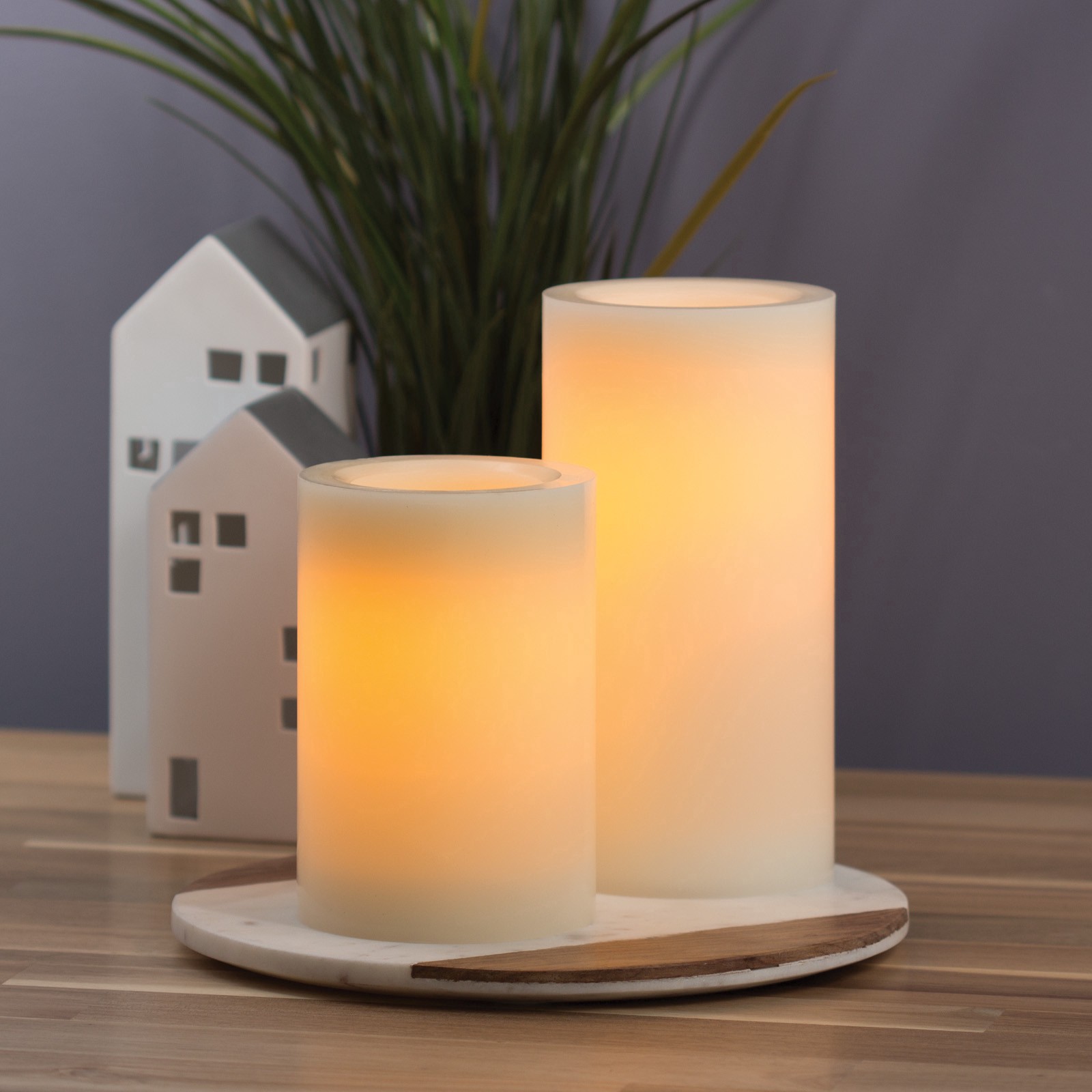slide 3 of 3, Vanilla Scented Led Pillar Candle With Timer By Ashland, 4" X 8", 4 in x 8 in